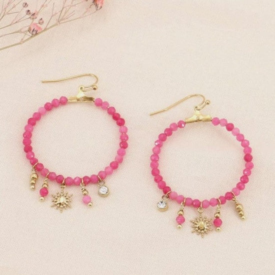 Lilas de Seine Jewellery Lilas de Seine Beaded Hoop Earrings w/ Charms