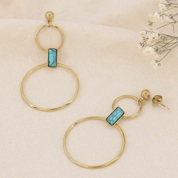 Lilas de Seine Jewellery Lilas de Seine Double Ring Pendant Earrings