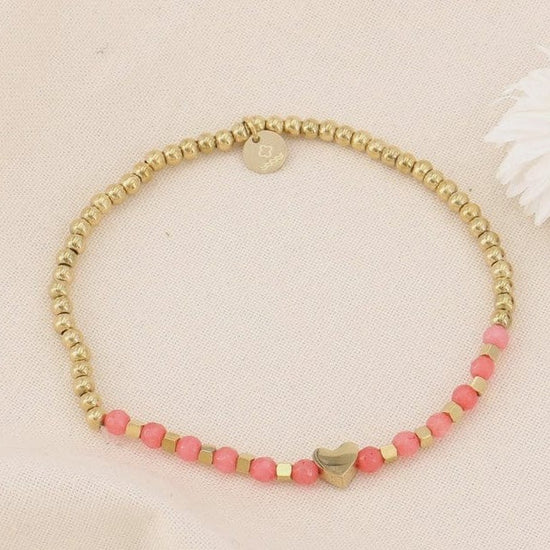 Lilas de Seine Jewellery Lilas de Seine Elastic Bracelet with Heart Salmon