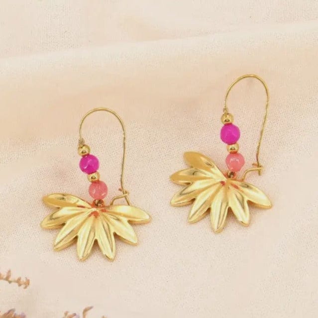 Lilas de Seine Jewellery Lilas de Seine Fan Leaf and Bead Earrings