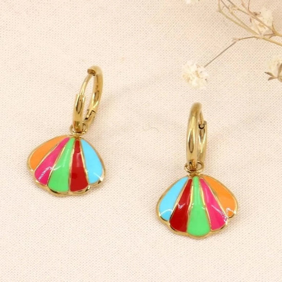 Lilas de Seine Jewellery Lilas de Seine Multi Colour Shell Earrings