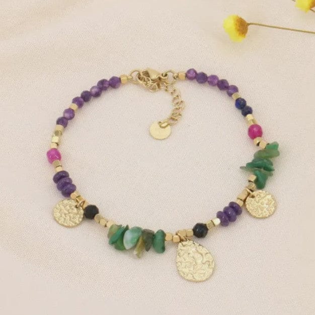 Lilas de Seine Jewellery Multi Lilas de Seine Bracelet with Stones & Hammered Charms