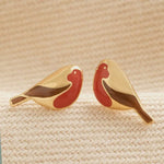 Lisa Angel Jewellery Lisa Angel Enamel Robin Stud Earrings Gold