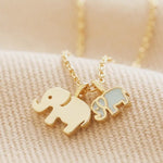Lisa Angel Jewellery Mum & Baby Elephant Charm Necklace Gold