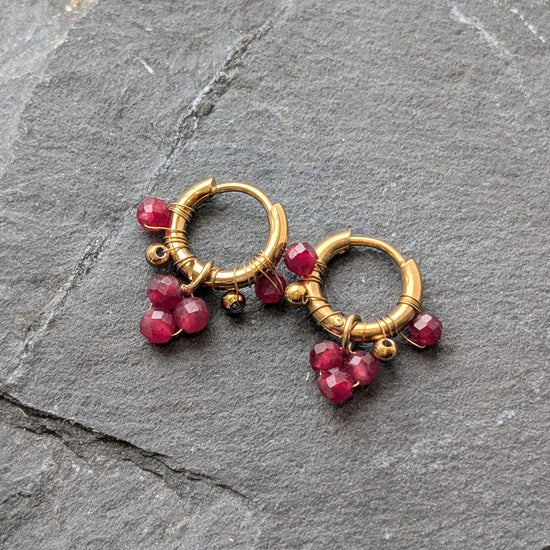 Lomina Jewellery Red Quartz Dangle Hoop Earrings