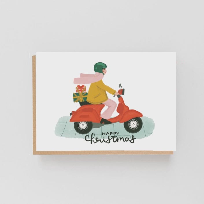 Lomond Paper Co Gifts Lomond Paper Co Moped "Happy Christmas" Christmas Card