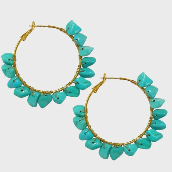 Lotusfeet Chips Hoop Earrings Turquoise - Main Image
