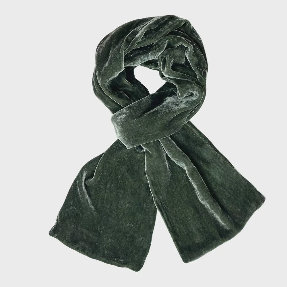 Lua Accessories Dark Sage Lua Velvet Plain Colour Scarf (many colours)