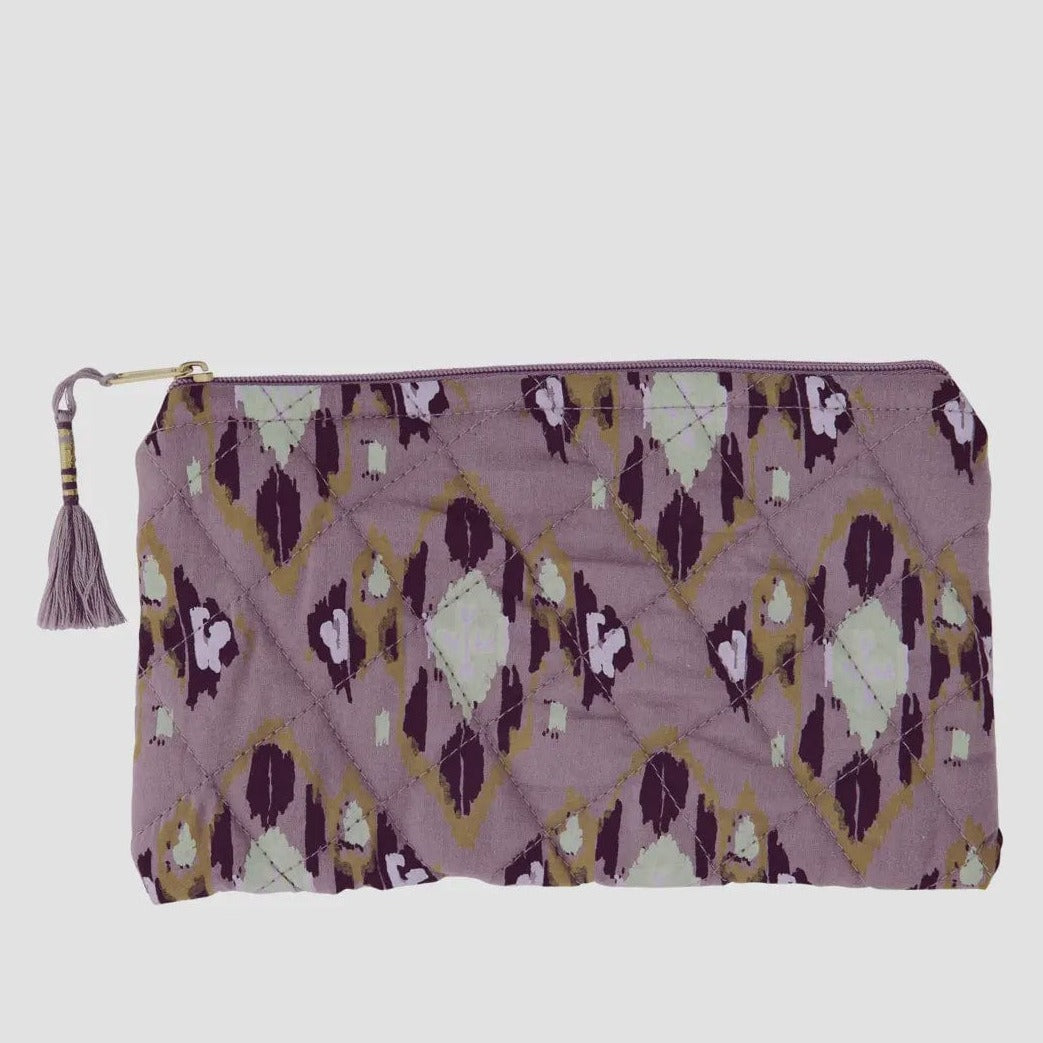 Madam Stoltz Accessories Madam Stoltz Quilted Cotton Pouch Lilac Medium