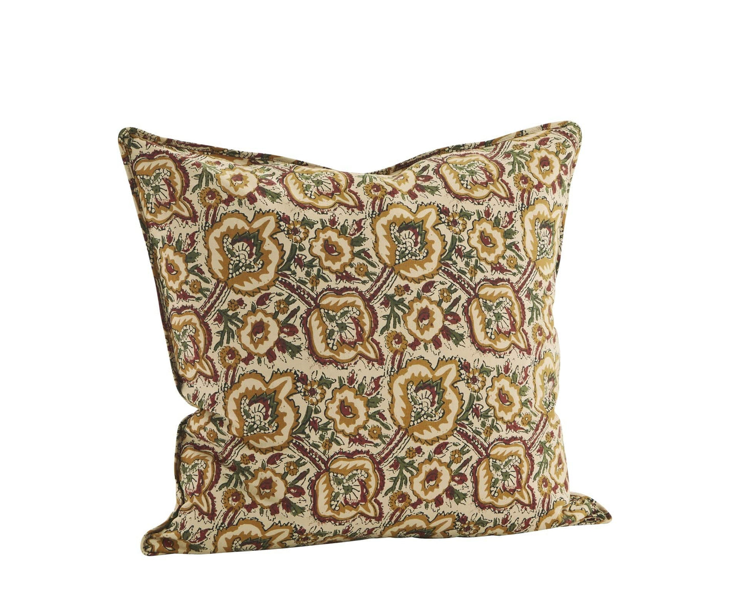 Madam Stoltz Homewares Madam Stoltz Printed Cushion Cover Beige Tomato