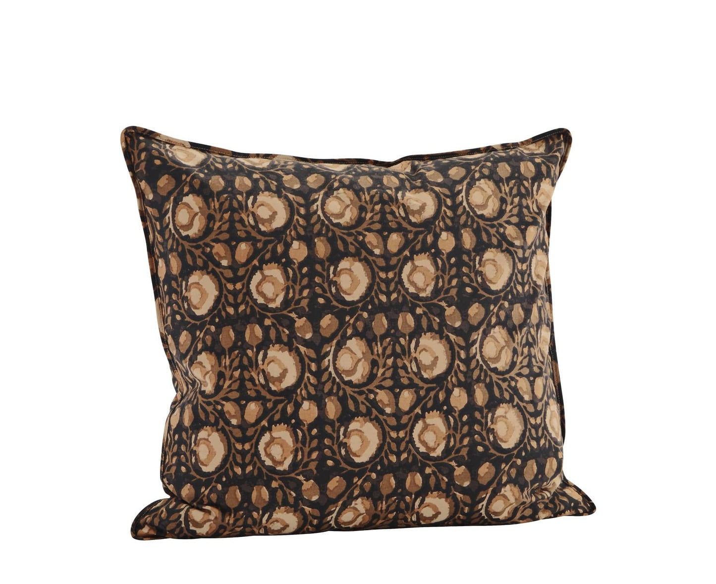 Madam Stoltz Homewares Madam Stoltz Printed Cushion Cover Black Tan