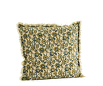 Madam Stoltz Homewares Madam Stoltz Printed Cushion Cover Sand Mustard Teal