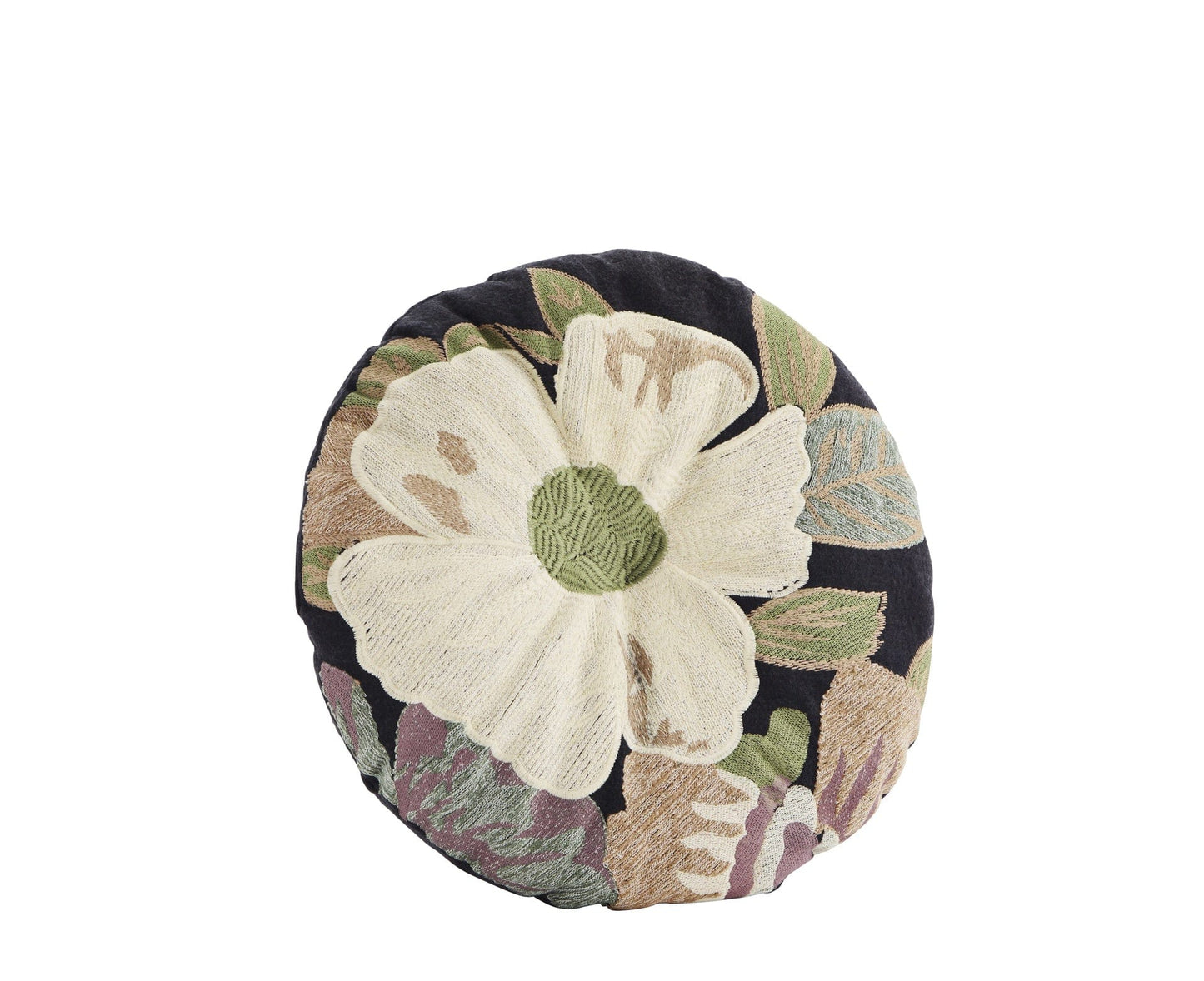 Madam Stoltz Homewares Madam Stoltz Round Embroidered Cushion