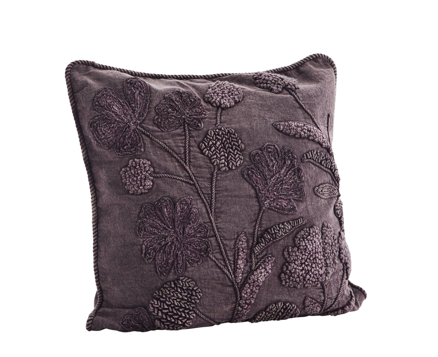 Madam Stoltz Homewares Plum Madam Stoltz Applique Cushion Cover