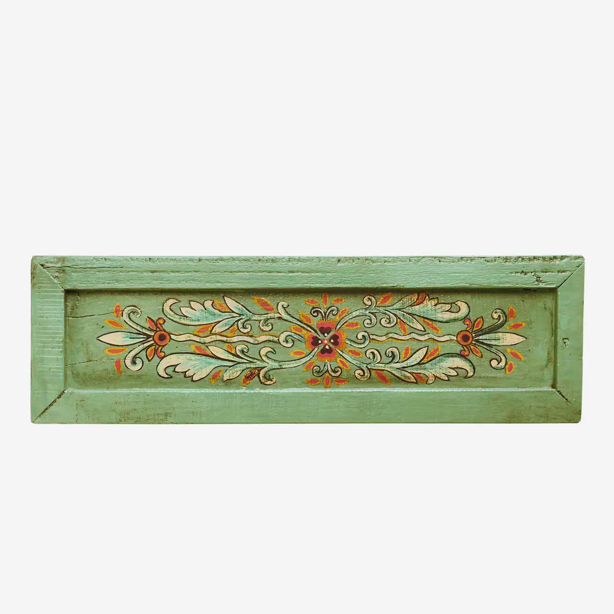 Madam Stoltz Hand-Painted Green Wooden Tray Small - Precious Sparkle