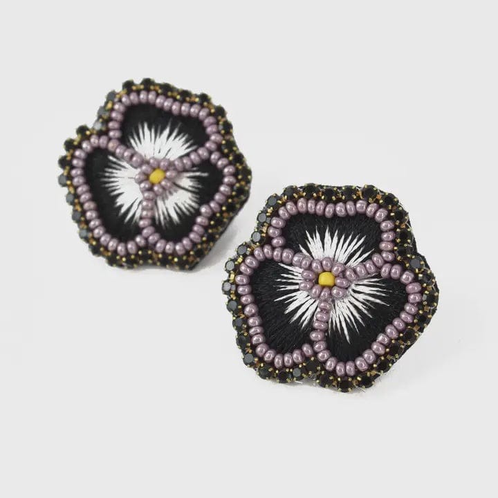 My Doris Jewellery My Doris Black Pansy Stud Earrings