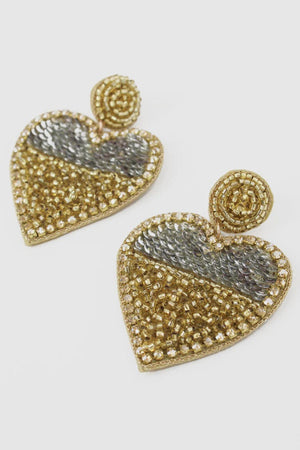 
                
                    Load image into Gallery viewer, My Doris Jewellery My Doris Gold Heart Half &amp;amp; Half Earrings
                
            