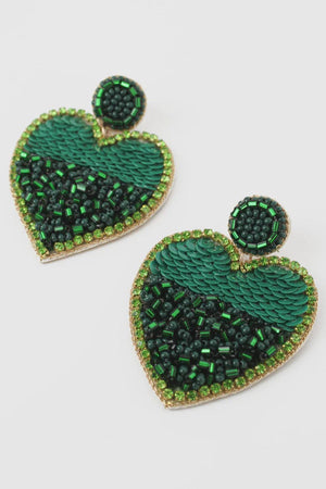 My Doris Jewellery My Doris Green Heart Half & Half Earrings
