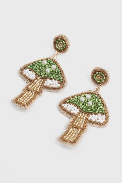 My Doris Jewellery My Doris Green Mushroom Beaded Earrings