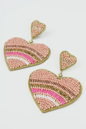 
                
                    Load image into Gallery viewer, My Doris Jewellery My Doris Light Pink Beaded Heart Earrings
                
            