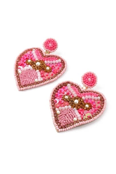 My Doris Jewellery My Doris Light Pink Embellished Heart Earrings