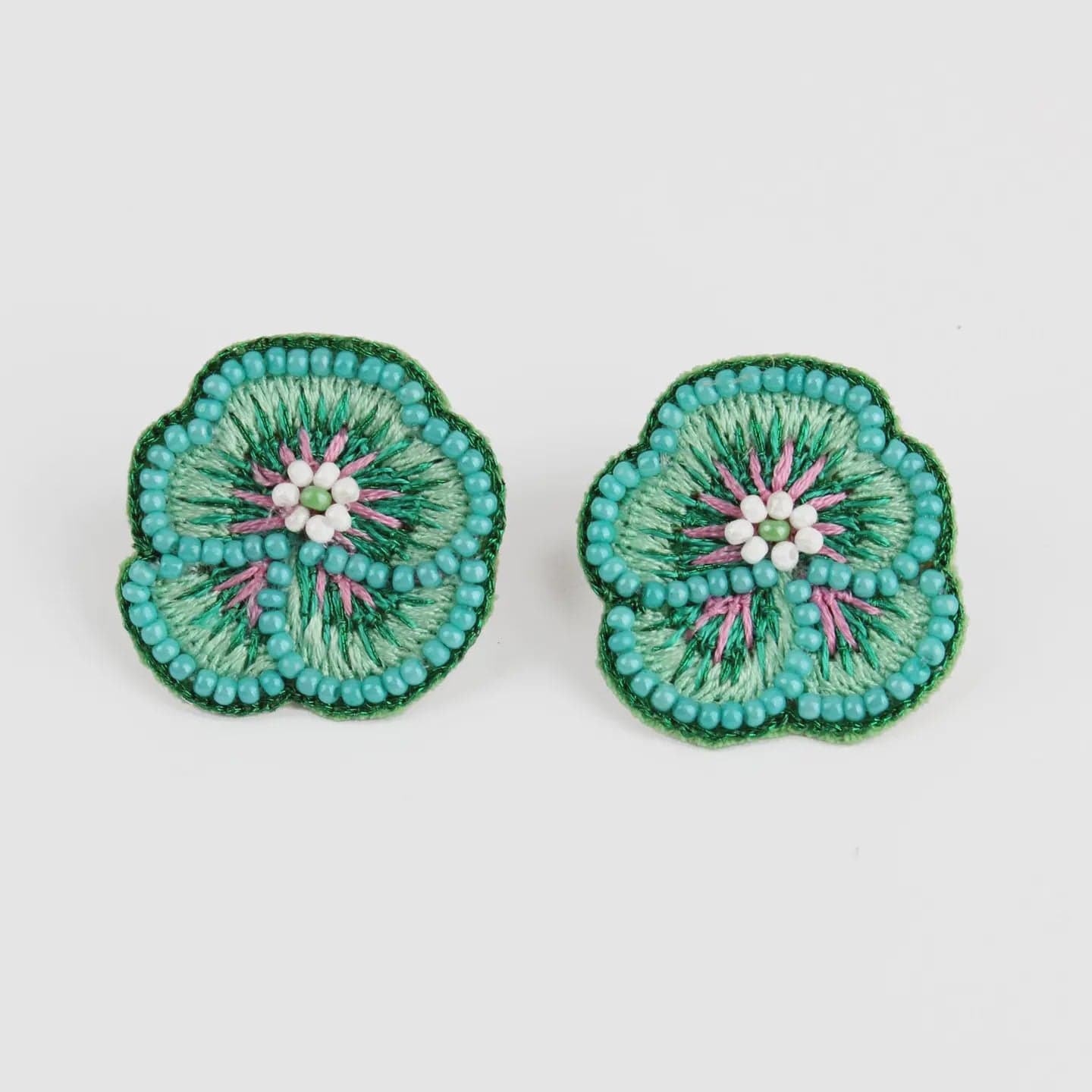 My Doris Jewellery My Doris Mint Pansy Beaded Studs