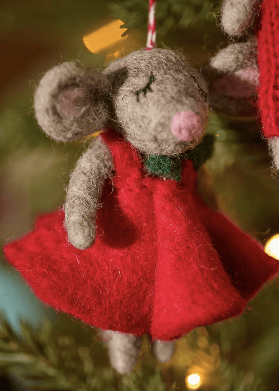 Namaste Homewares Dress Felt Christmas Mice Ornaments