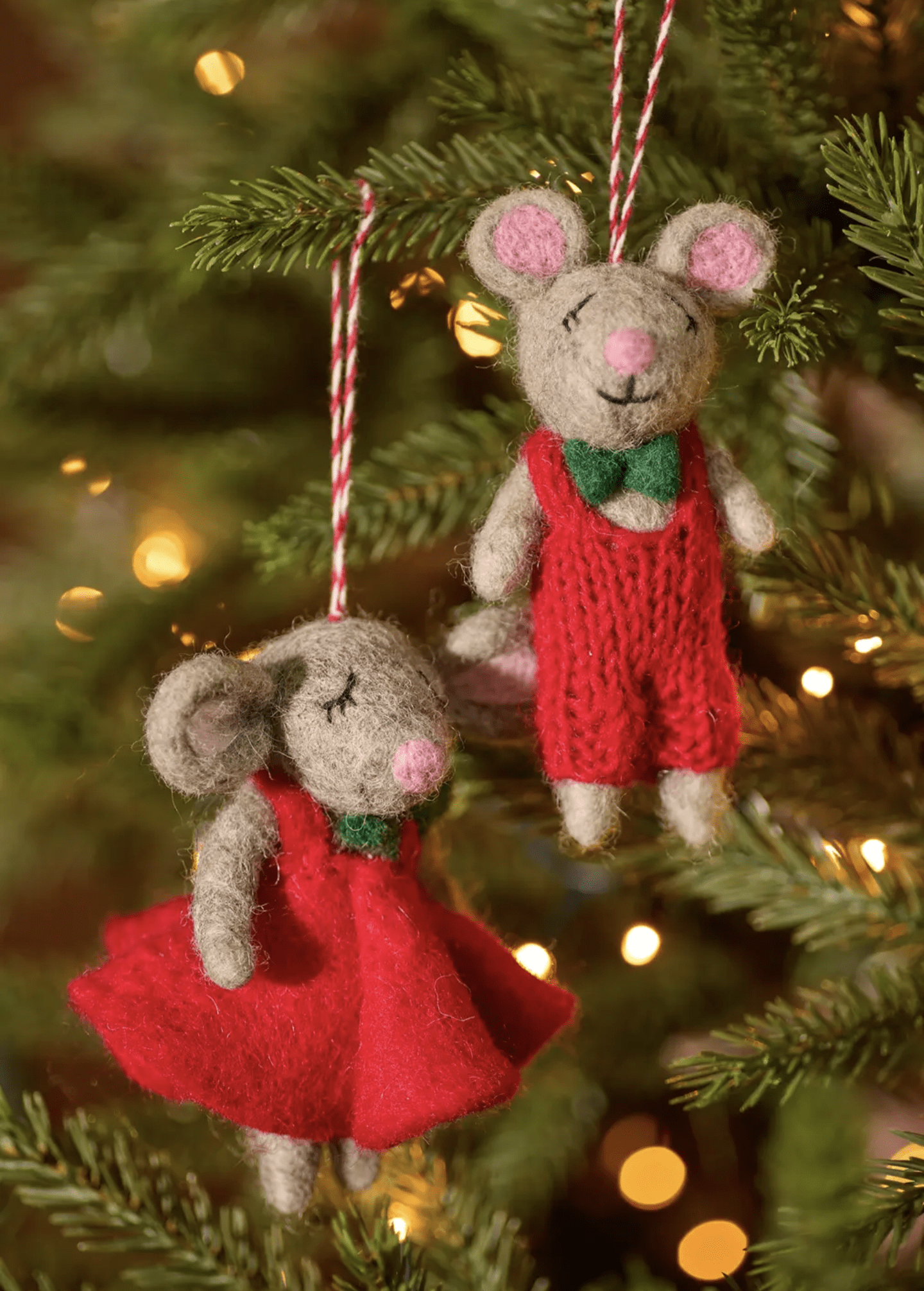 Namaste Homewares Felt Christmas Mice Ornaments