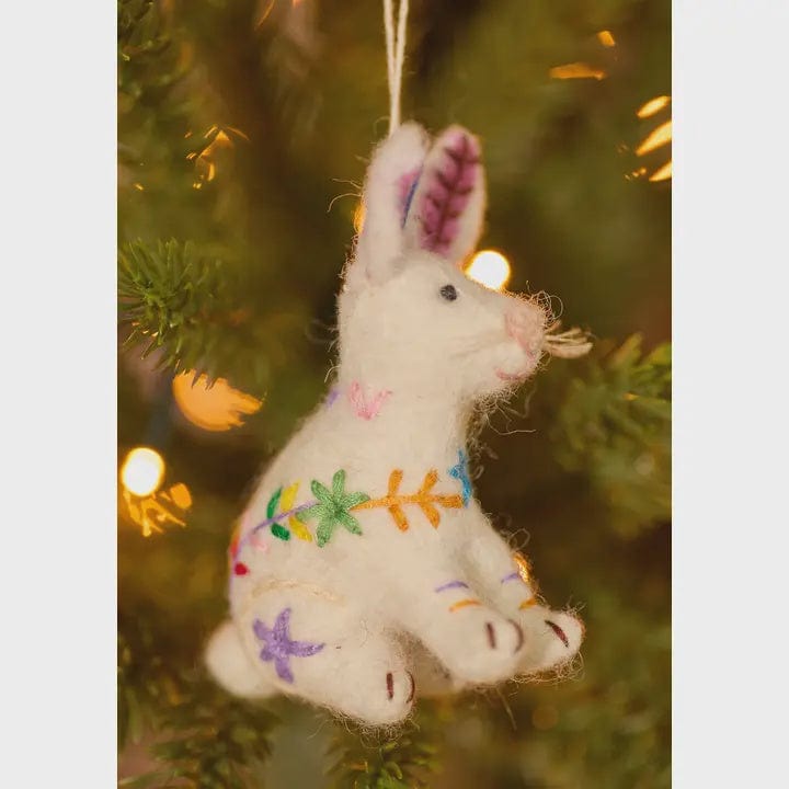 Namaste Homewares Felt Embroidered Rabbit Ornament