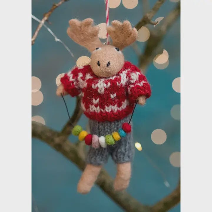 Namaste Homewares Felt Reindeer in Sweater Ornament