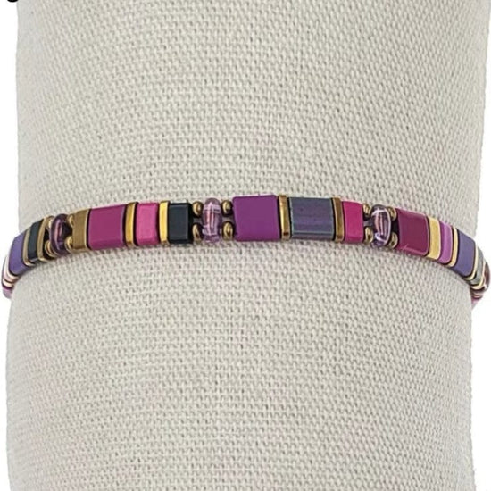 Oclys Jewellery Oclys Fuchsia Stretchy Tila Bead Bracelet