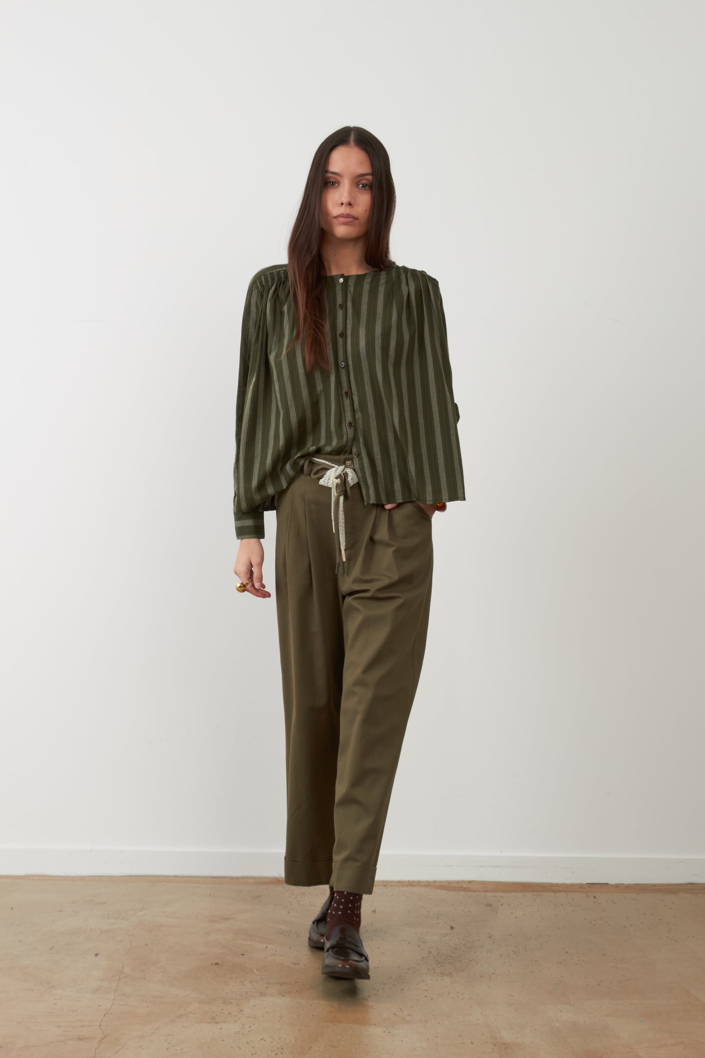 Orfeo Kristin Top Khaki Stripe