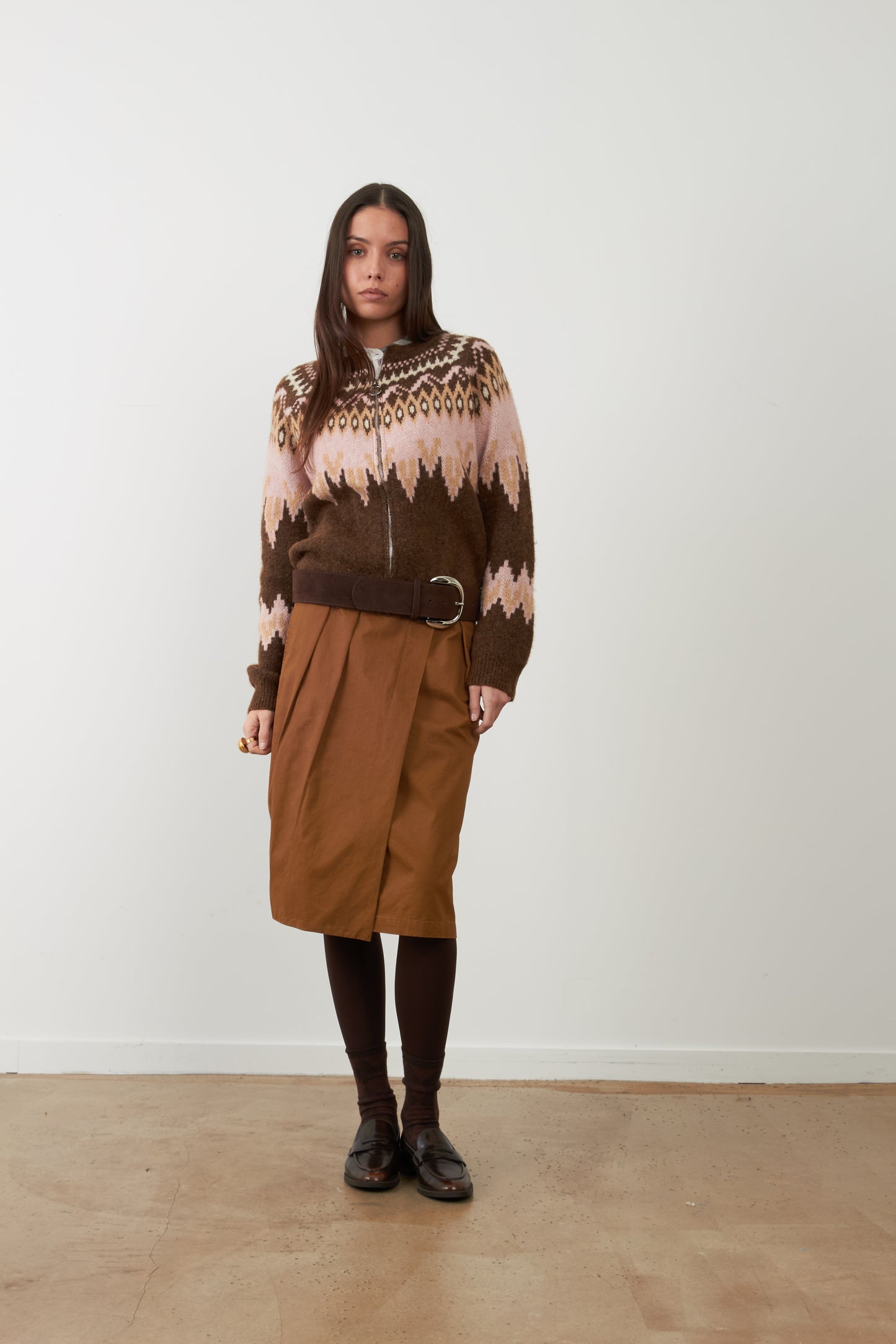 Orfeo Alistair Zipped Cardigan Choco/Rose
