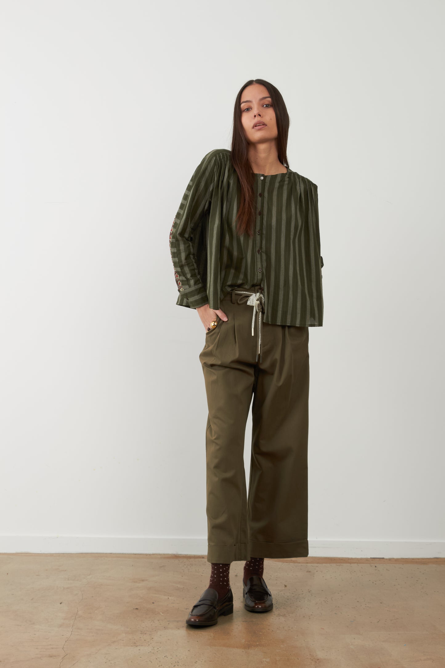 Orfeo Kristin Top Khaki Stripe