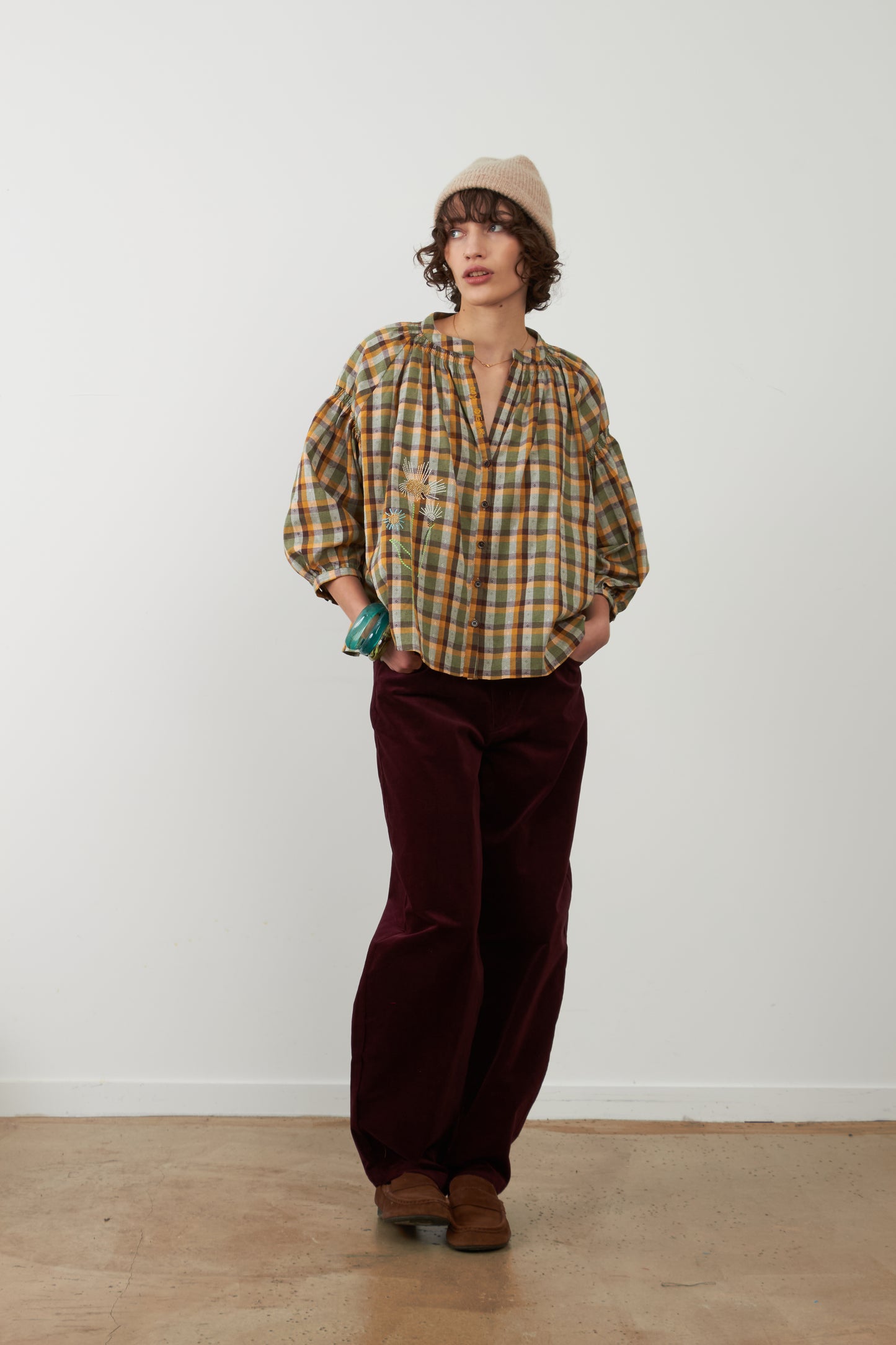Orfeo Daniele Top Green Chocolate Check