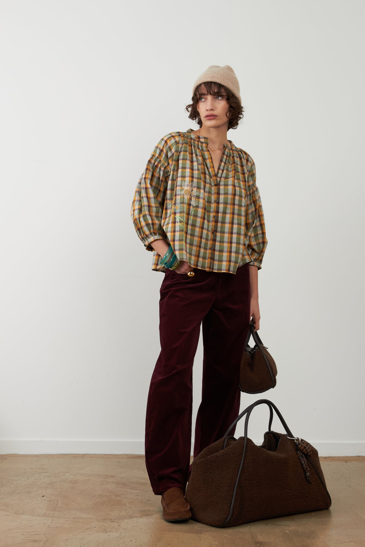 Orfeo Daniele Top Green Chocolate Check