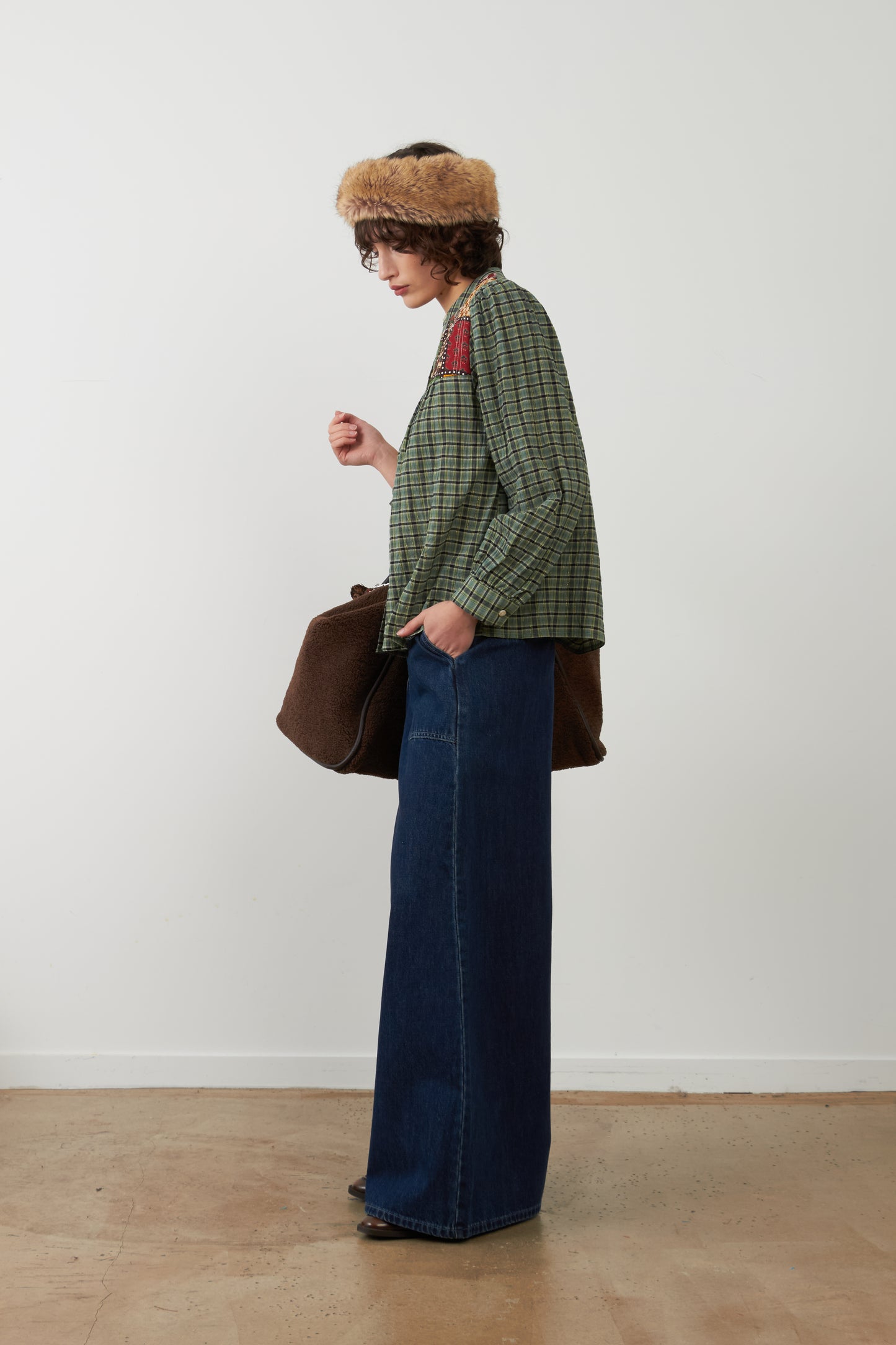 Orfeo Nolan Top Blue Check Patchwork
