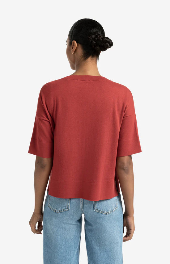 YAYA Oversized Fine Knit Cardigan with Short Sleeves