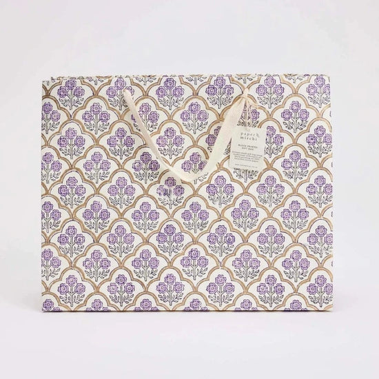 Paper Mirchi Gifts Paper Mirchi Hand Block Printed Large Gift Bag Lavender