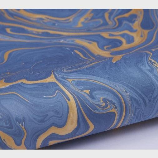 Paper Mirchi Gifts Paper Mirchi Hand Marbled Wrapping Paper Sheet Free Spirit Ink Blue