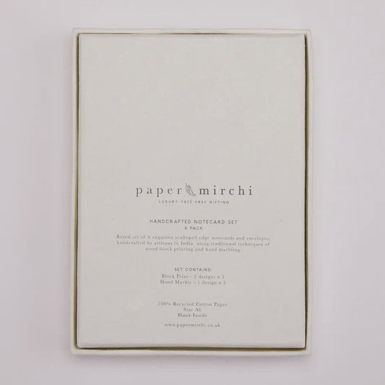 Paper Mirchi Homewares Boxed Artisan Notecard Set- Malika Sky