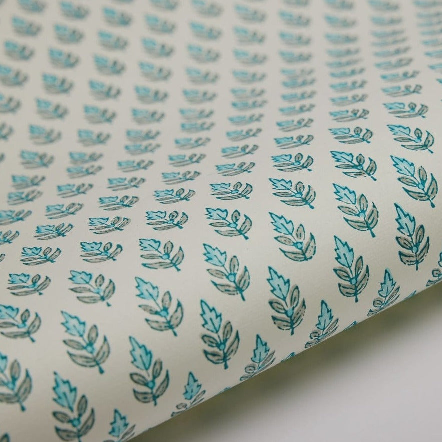 Paper Mirchi Homewares Paper Mirchi Block Printed Wrapping Paper Buti Turquoise