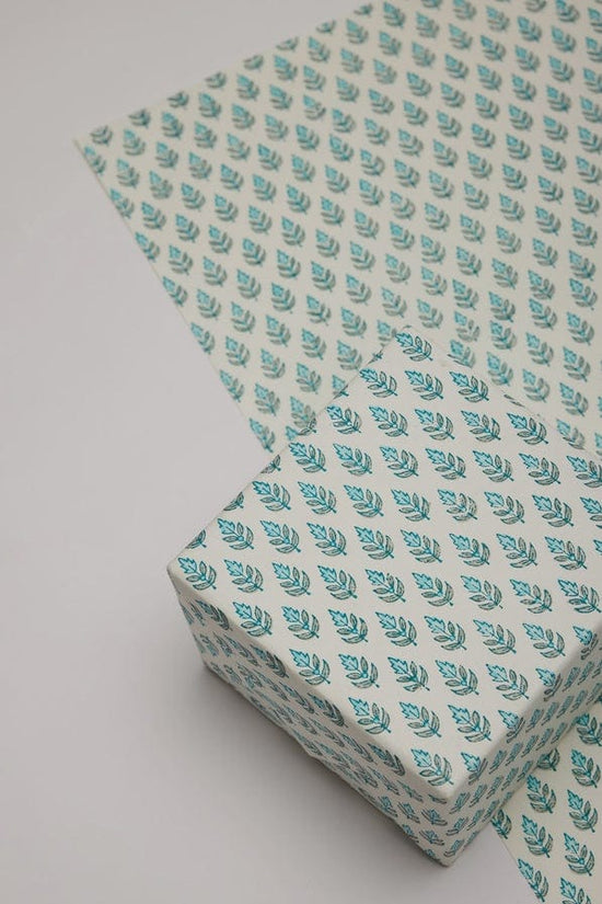 Paper Mirchi Homewares Paper Mirchi Block Printed Wrapping Paper Buti Turquoise