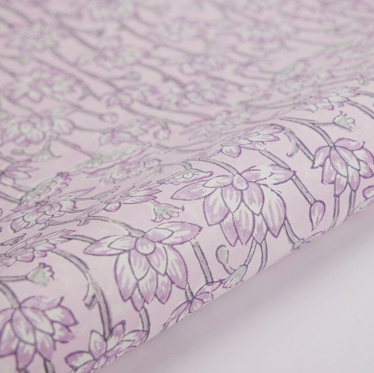 Paper Mirchi Block Printed Wrapping Paper Lotus Lavender