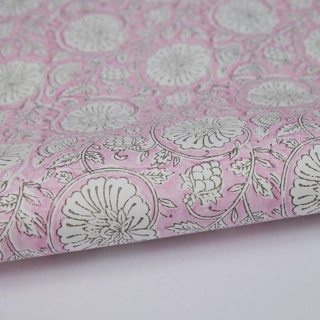 Paper Mirchi Homewares Paper Mirchi Block Printed Wrapping Paper Mughal Garden Soft Rose