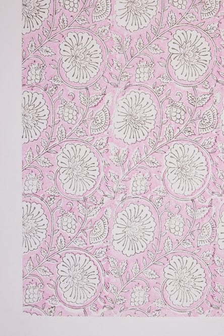 Paper Mirchi Homewares Paper Mirchi Block Printed Wrapping Paper Mughal Garden Soft Rose