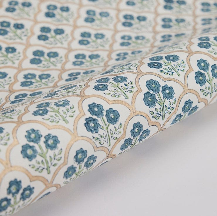 Paper Mirchi Homewares Paper Mirchi Block Printed Wrapping Paper Trellis Indigo