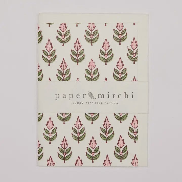 Paper Mirchi Homewares Paper Mirchi Card Hand Block Printed Buti Blush