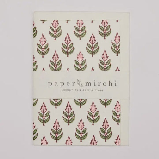Paper Mirchi Homewares Paper Mirchi Card Hand Block Printed Buti Blush