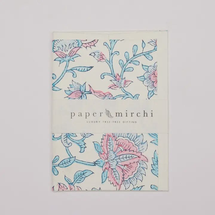 Paper Mirchi Homewares Paper Mirchi Card Hand Block Printed Flora Sky